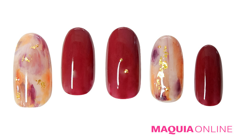 匂い立つ色気をやさしく包む 秋ボルドー ネイル Happy Plus One ハピプラワン